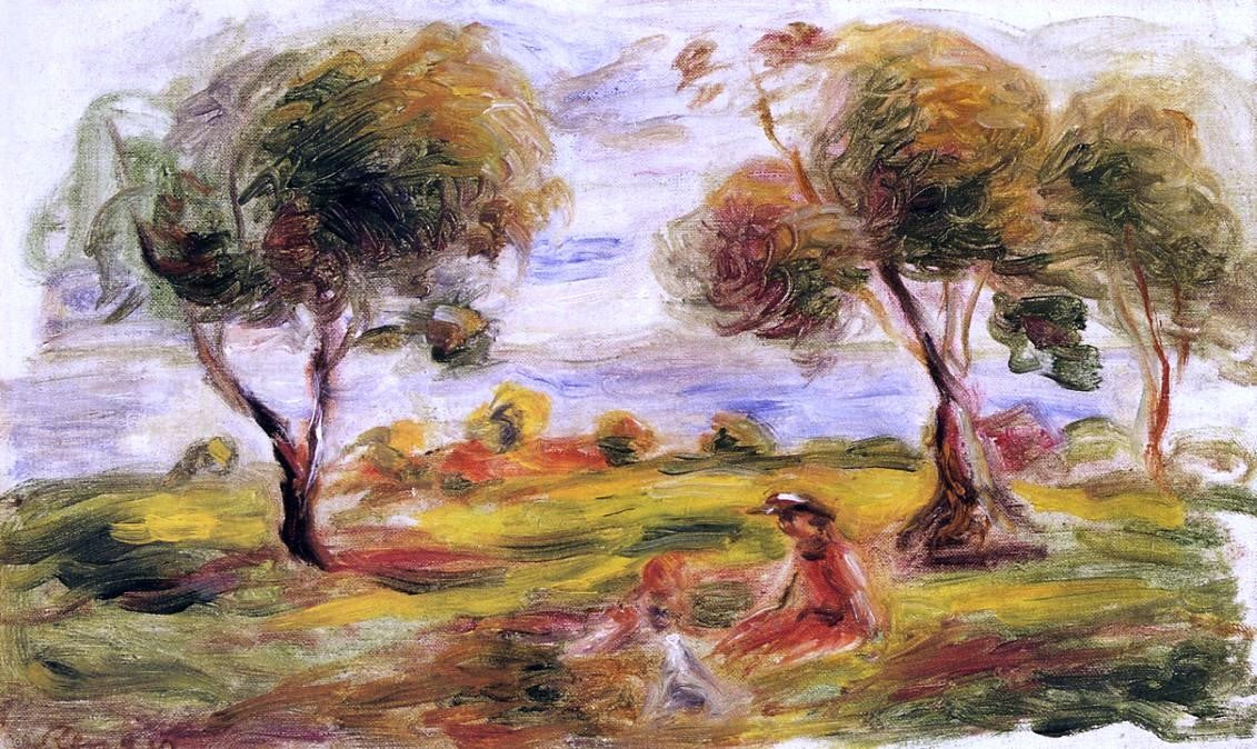 Pierre Auguste Renoir Landscape with Figures at Cagnes - Hand Painted Oil Painting