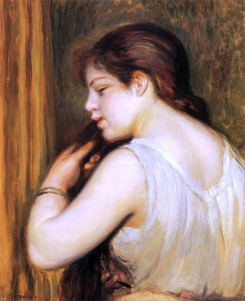 Pierre Auguste Renoir The Coiffure (also known as Young Girl Combing Her Hair) - Hand Painted Oil Painting