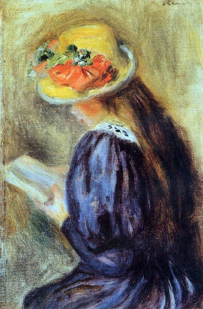 Pierre Auguste Renoir The Little Reader (also known as Little Girl in Blue) - Hand Painted Oil Painting
