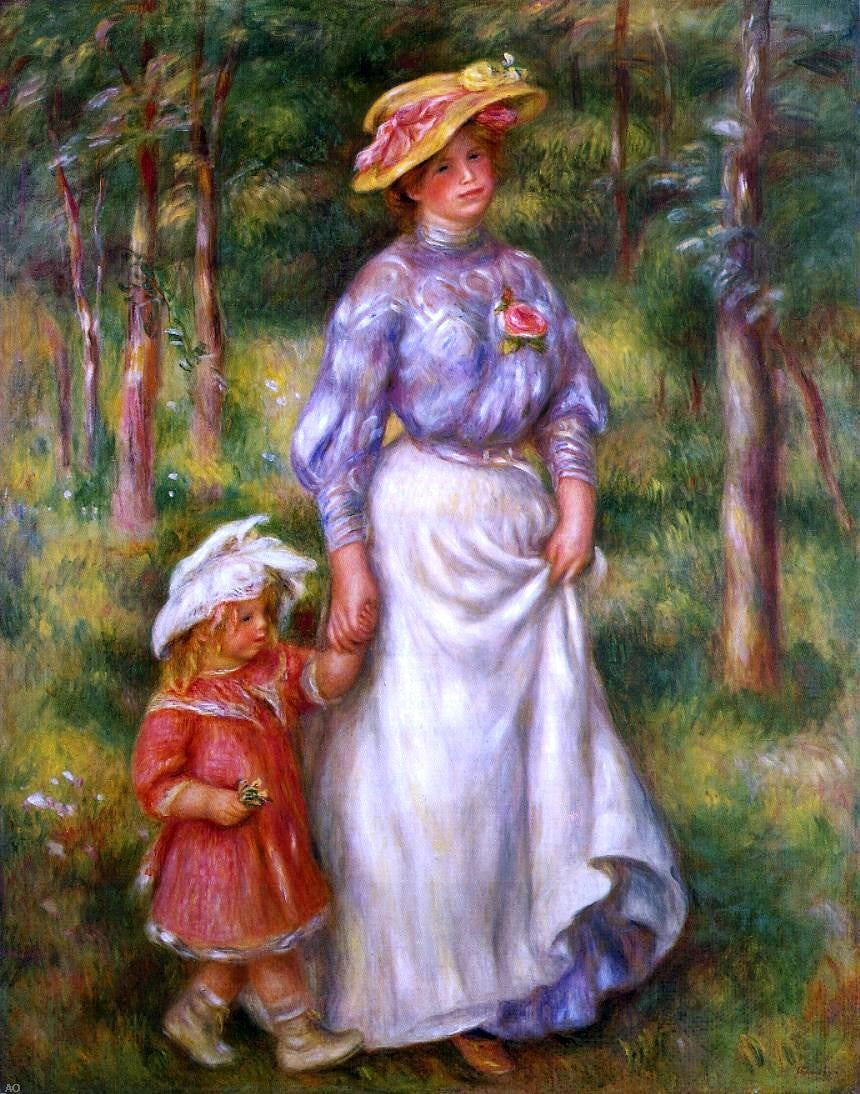 Pierre Auguste Renoir The Promenade (also known as Julienne Dubanc and Adrienne) - Hand Painted Oil Painting