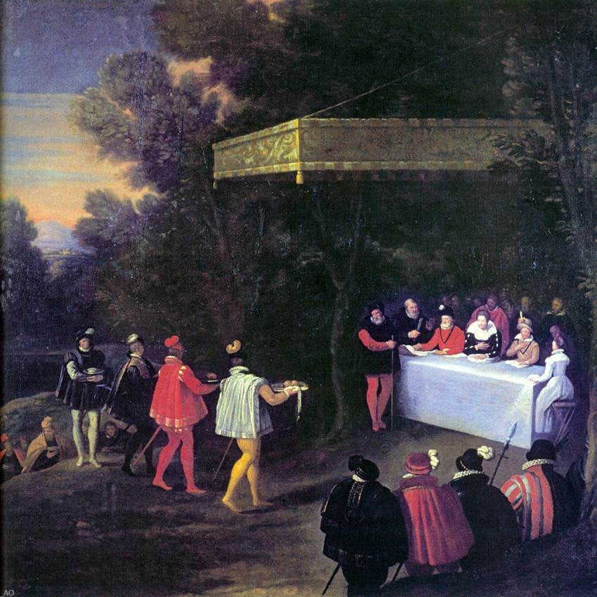  Unknown Painters Masters Outdoor Banquet for Henry IV of France and His Family - Hand Painted Oil Painting