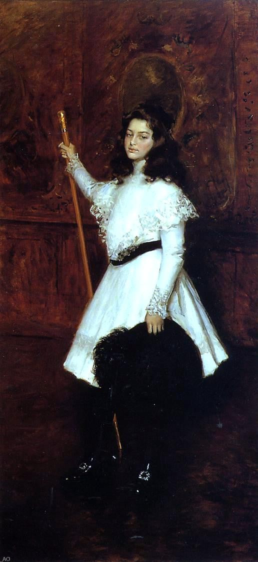 William Merritt Chase Girl in White (also known as Portrait of Irene Dimock) - Hand Painted Oil Painting