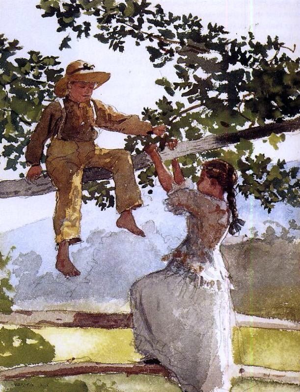 Winslow Homer On the Fence (also known as On the Farm) - Hand Painted Oil Painting