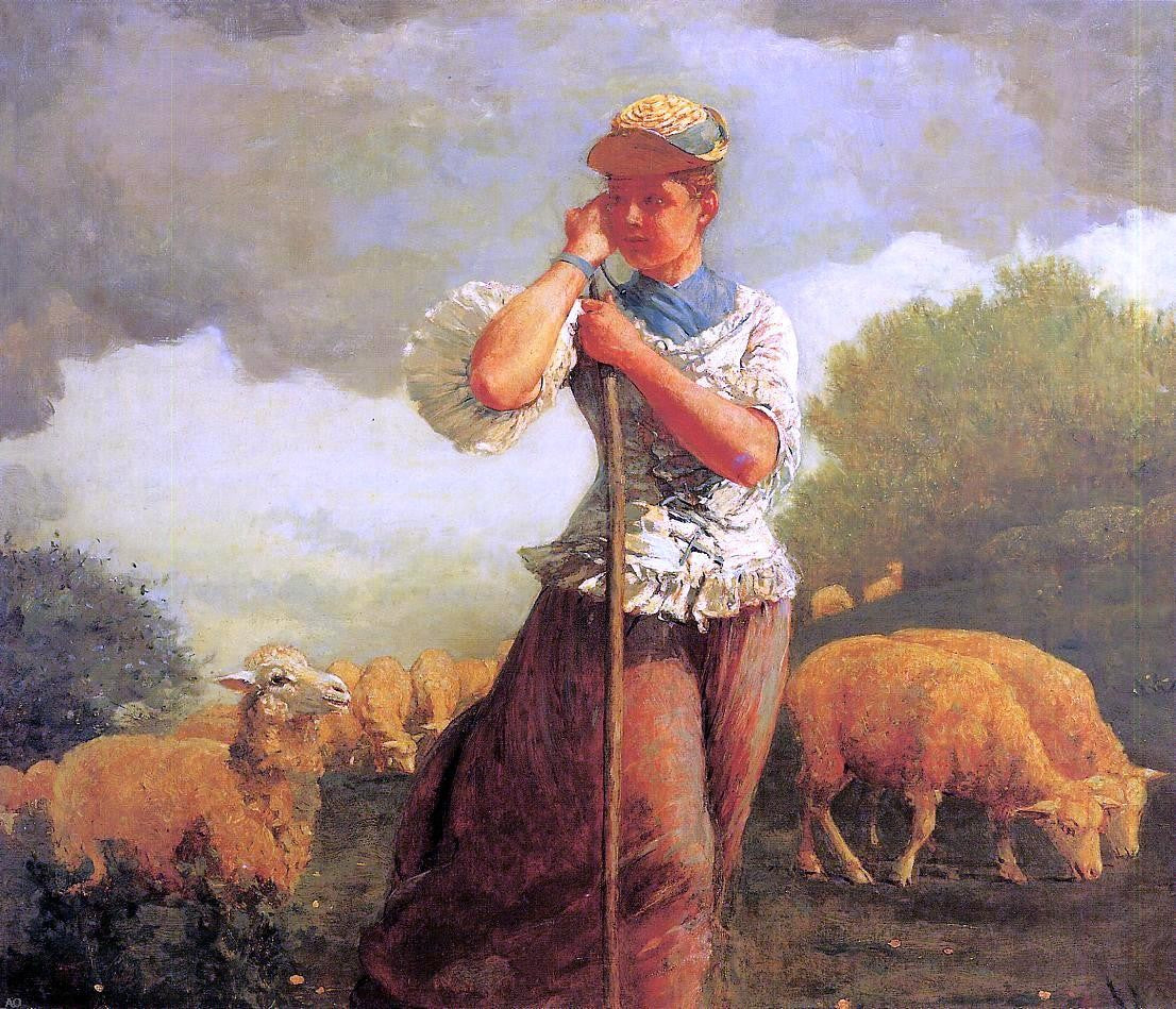 Winslow Homer The Shepherdess (also known as The Shepherdess of Houghton Farm) - Hand Painted Oil Painting