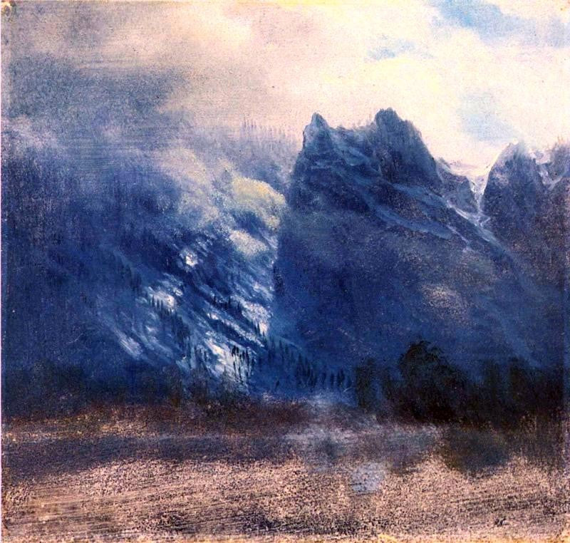 Albert Bierstadt Yosemite Valley - Twin Peaks - Hand Painted Oil Painting