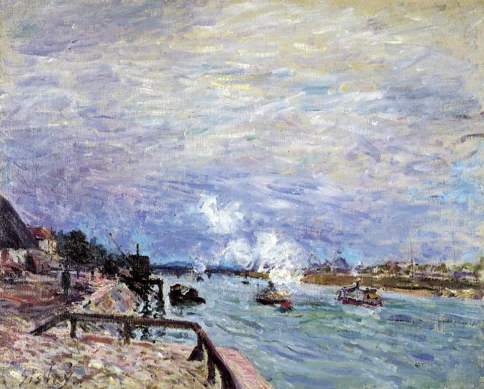 Alfred Sisley The Seine at Grenelle - Rainy Wether - Hand Painted Oil Painting