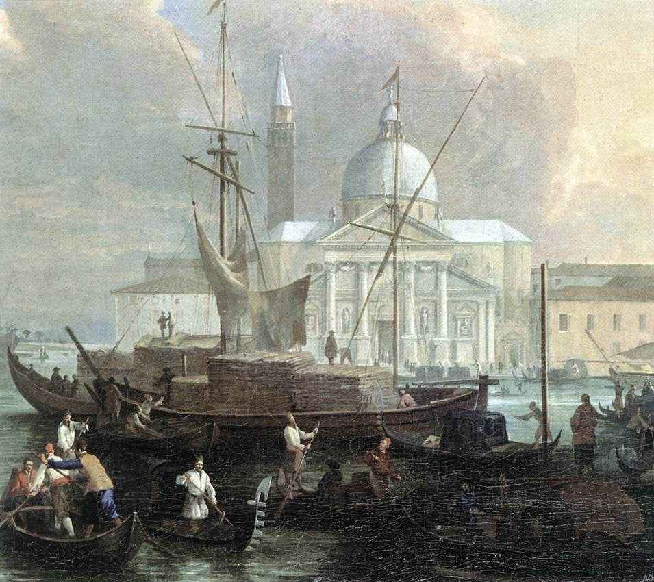 Luca Carlevaris The Sea Custom House with San Giorgio Maggiore (detail) - Hand Painted Oil Painting