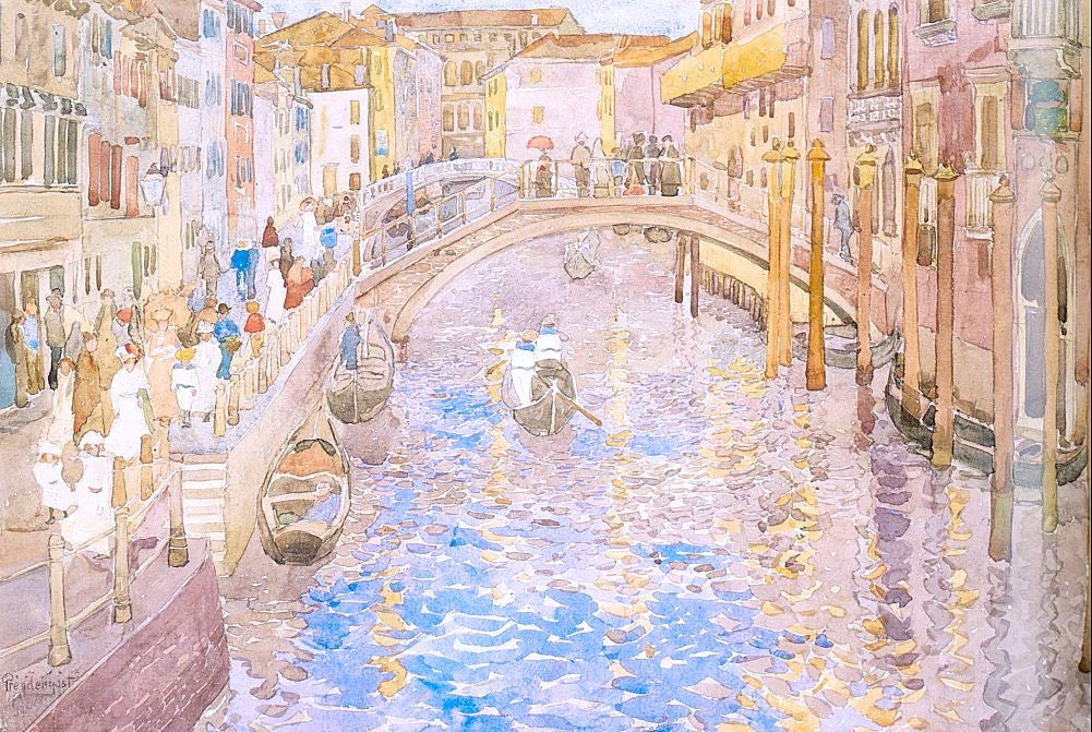 Maurice Prendergast Venetian Canal Scene - Hand Painted Oil Painting