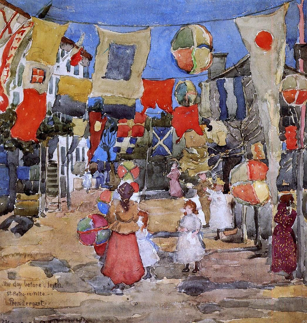 Maurice Prendergast Fiesta - Venice - S. Pietro in Volta (also known as The Day Before the Fiesta, St. Pietro in Volte) - Hand Painted Oil Painting