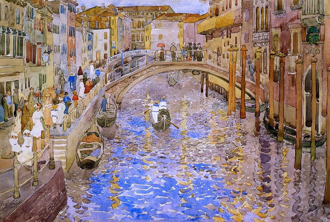Maurice Prendergast Venetian Canal Scene - Hand Painted Oil Painting