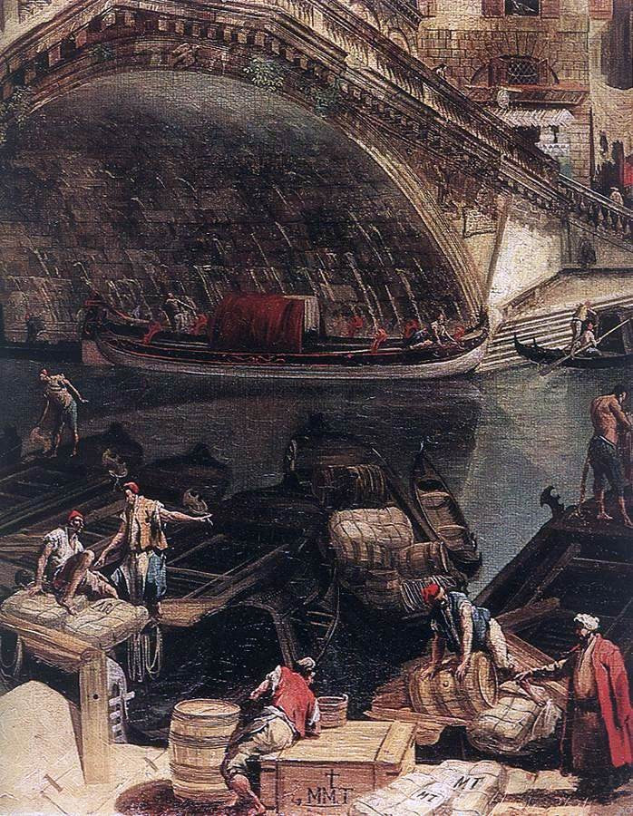 Michele Marieschi The Rialto Bridge from the Riva del Vin (detail) - Hand Painted Oil Painting