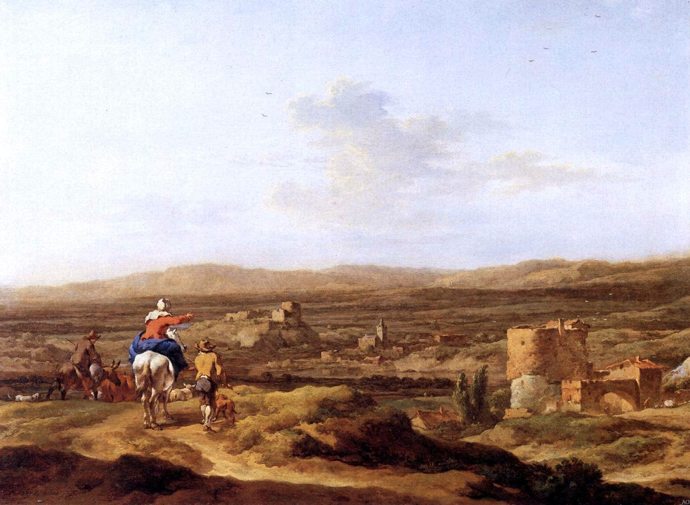  Nicolaes Berchem Italian Landscape with Mountain Plateau - Hand Painted Oil Painting