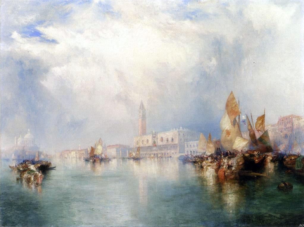Thomas Moran Venice - Grand Canal - Hand Painted Oil Painting