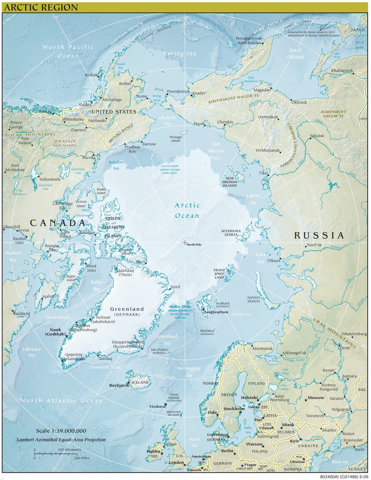 Arctic Region Map - Physical Framed Push Pin Map