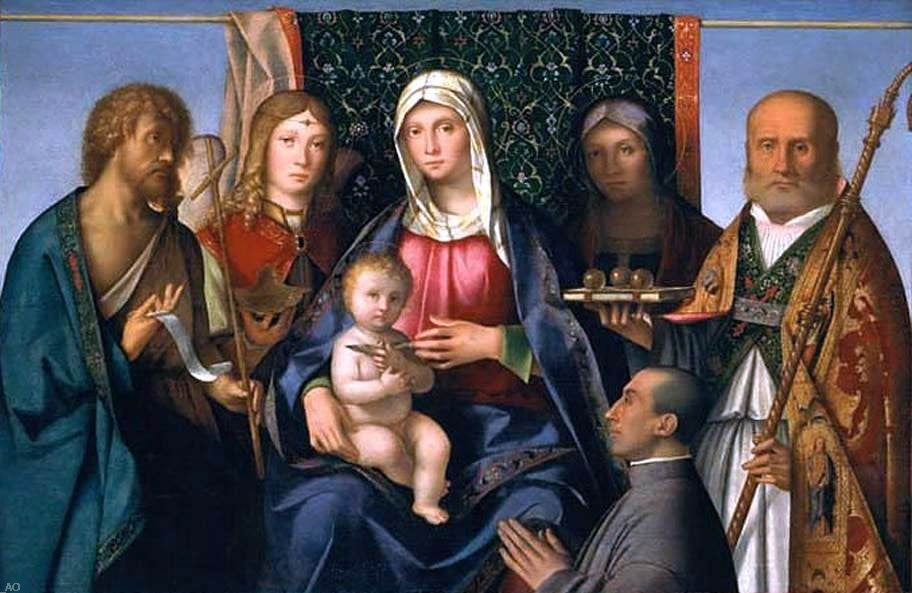 Boccaccio Boccaccino Virgin and Child with Saints and a Donor - Hand Painted Oil Painting