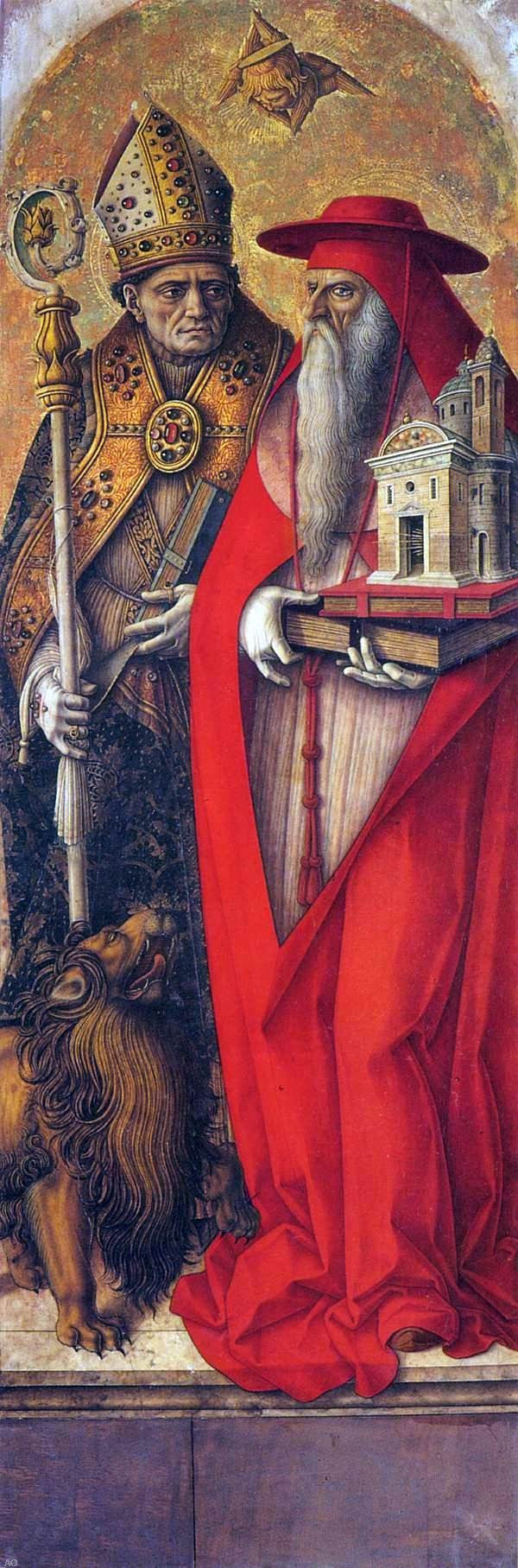 Carlo Crivelli St Jerome and St Augustine - Hand Painted Oil Painting