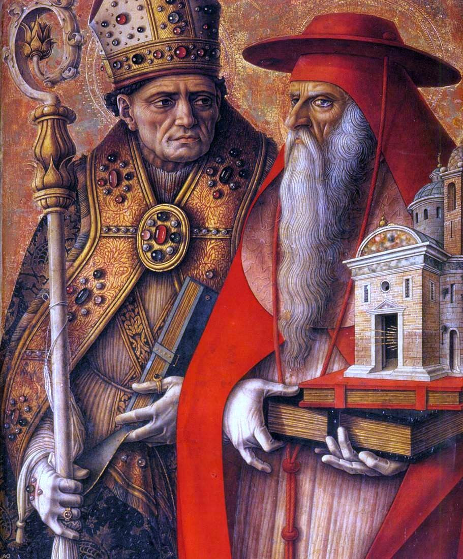 Carlo Crivelli St Jerome and St Augustine (detail) - Hand Painted Oil Painting
