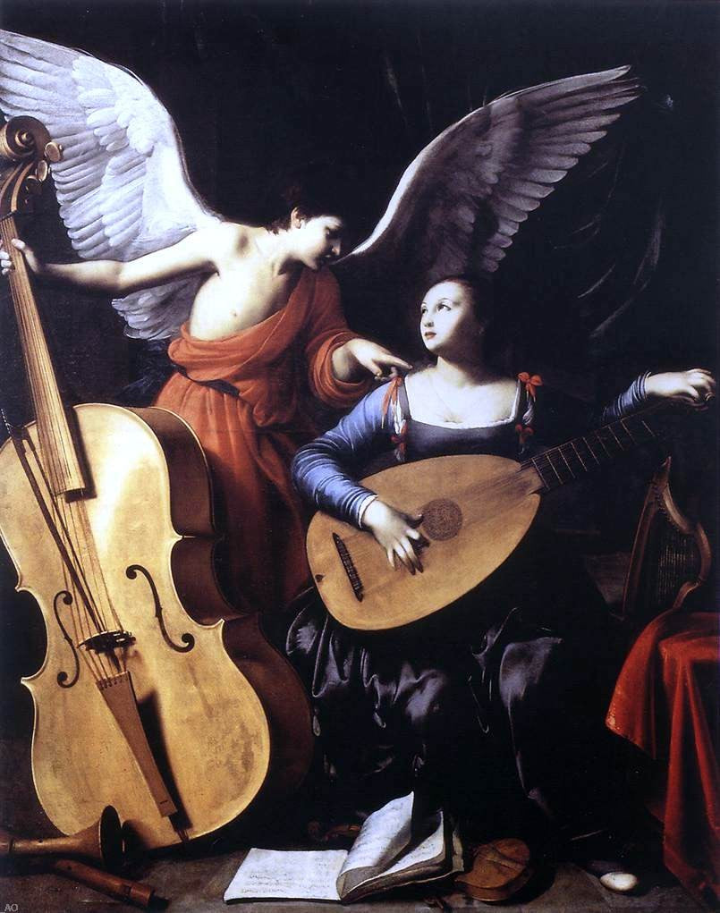 Carlo Saraceni Saint Cecilia and the Angel - Hand Painted Oil Painting