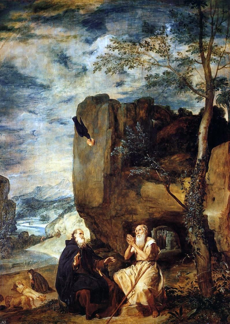 Diego Velazquez St. Anthony Abbot and St. Paul the Hermit - Hand Painted Oil Painting