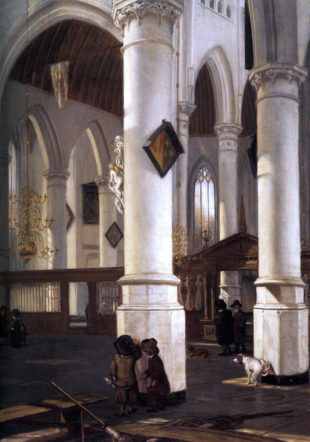 Emanuel De Witte Interior of the Oude Kerk, Delft - Hand Painted Oil Painting