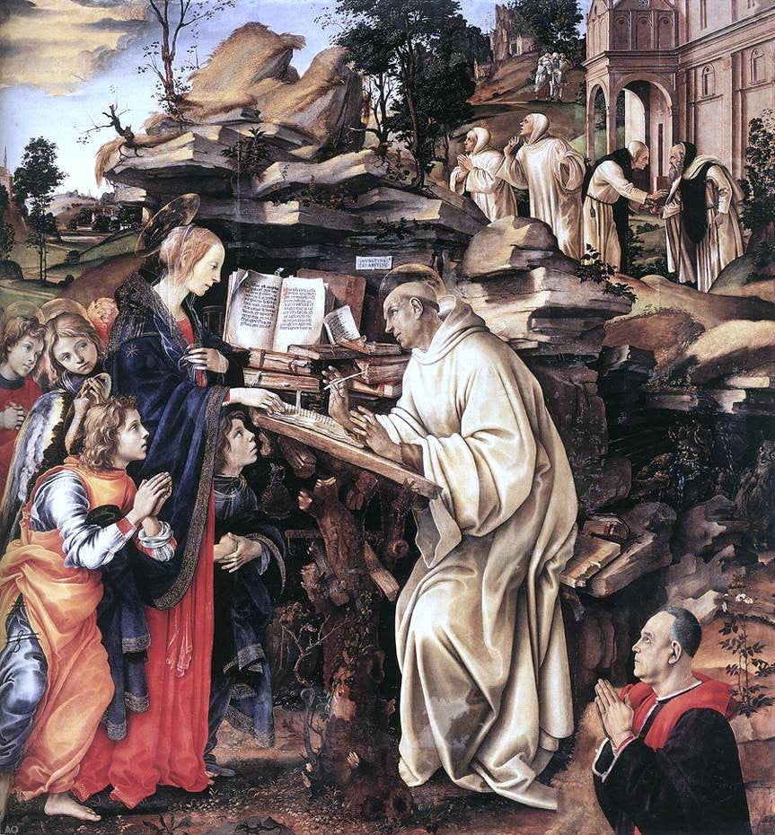  Filippino Lippi Apparition of The Virgin to St Bernard - Hand Painted Oil Painting