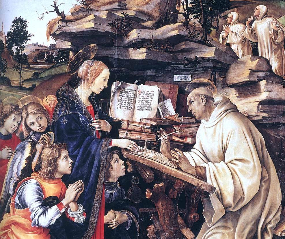 Filippino Lippi Apparition of The Virgin to St Bernard (detail) - Hand Painted Oil Painting