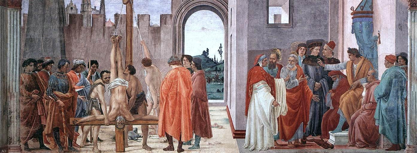  Filippino Lippi Disputation with Simon Magus and Crucifixion of Peter - Hand Painted Oil Painting