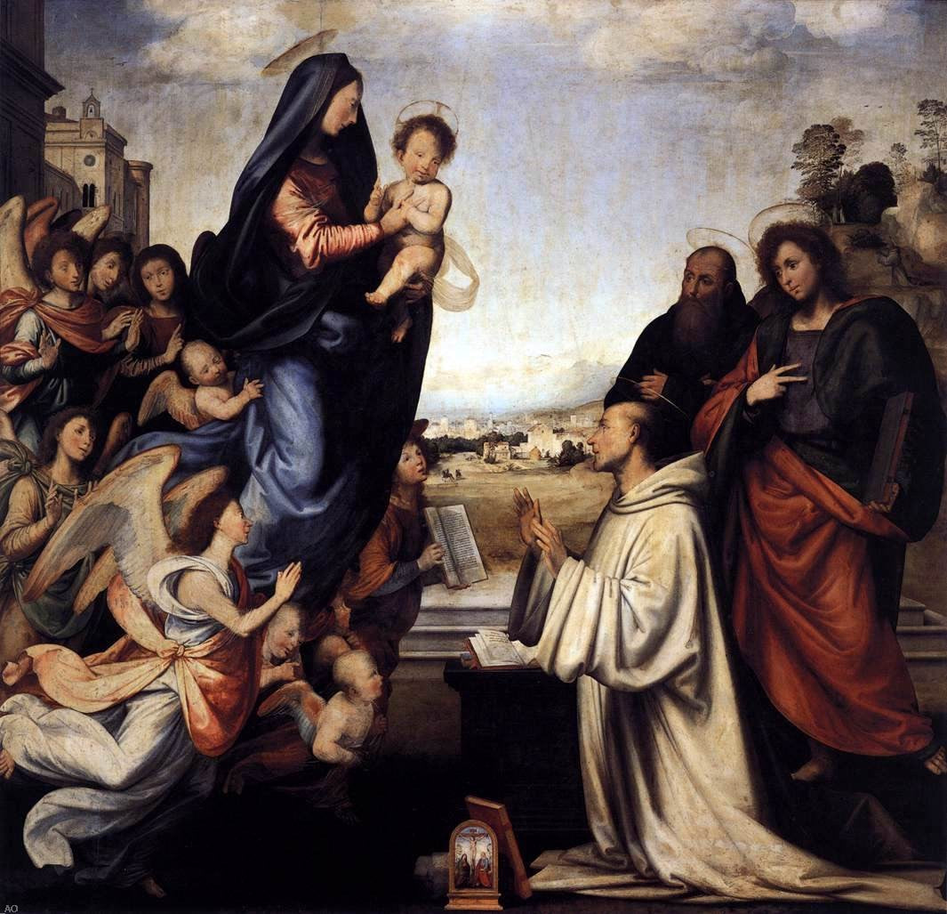 Fra Bartolomeo Vision of St Bernard with Sts Benedict and John the Evangelist - Hand Painted Oil Painting
