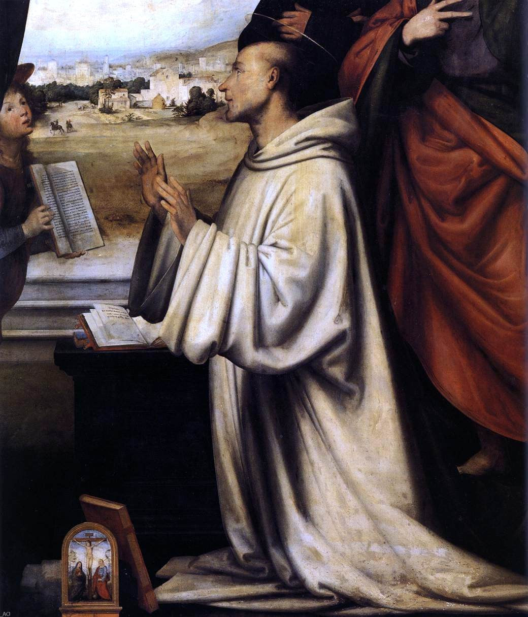 Fra Bartolomeo Vision of St Bernard with Sts Benedict and John the Evangelist (detail) - Hand Painted Oil Painting