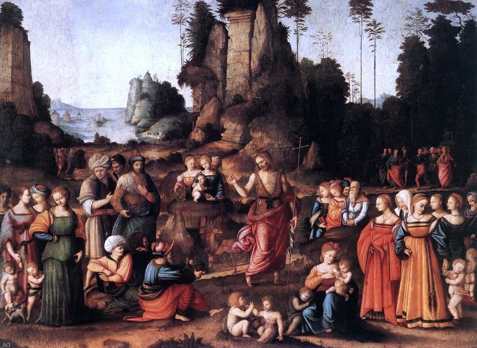 II Francesco Ubertini Bacchiacca The Preaching of Saint John the Baptist - Hand Painted Oil Painting