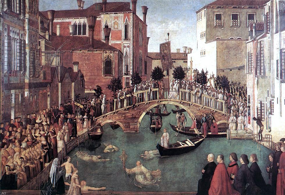 Gentile Bellini Miracle of the Cross at the Bridge of San Lorenzo - Hand Painted Oil Painting