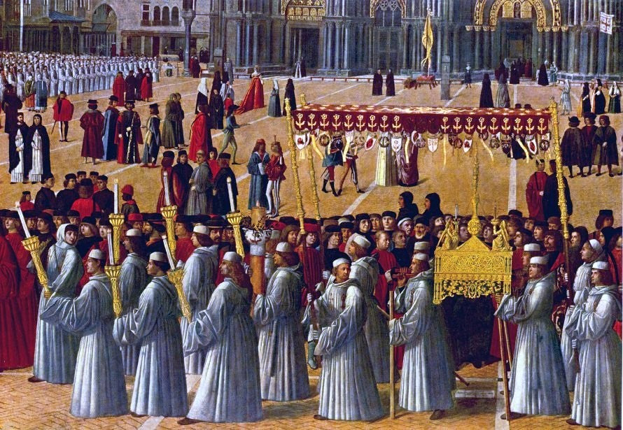 Gentile Bellini Procession in Piazza S. Marco (detail) - Hand Painted Oil Painting
