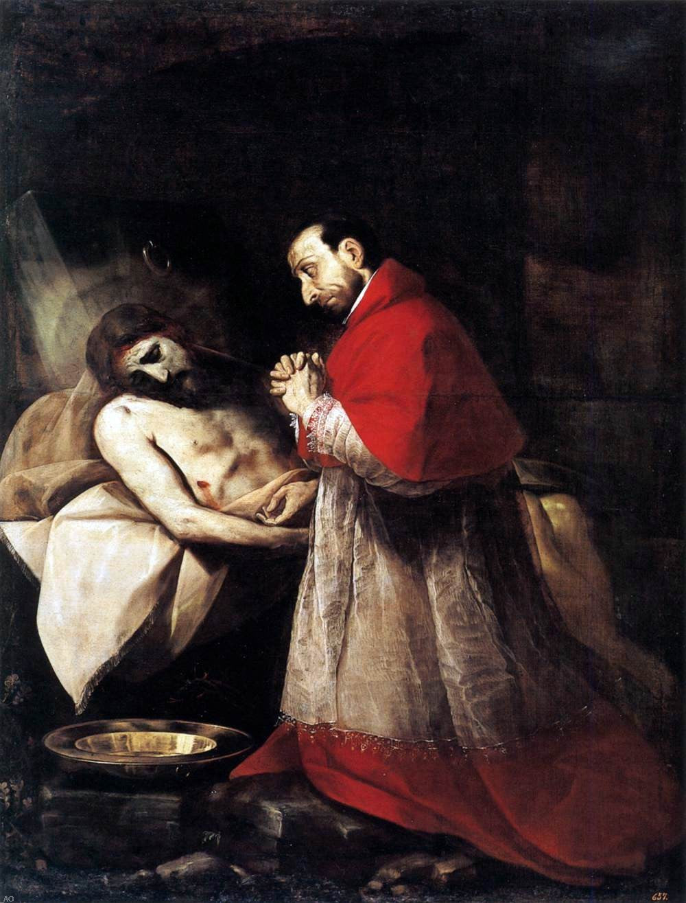 Giovanni Battista Crespi St Carlo Borromeo Adoring Christ - Hand Painted Oil Painting