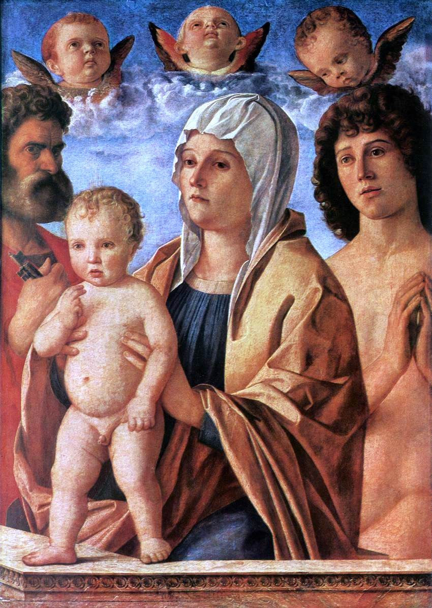 Giovanni Bellini Madonna with Child and Sts Peter and Sebastian - Hand Painted Oil Painting