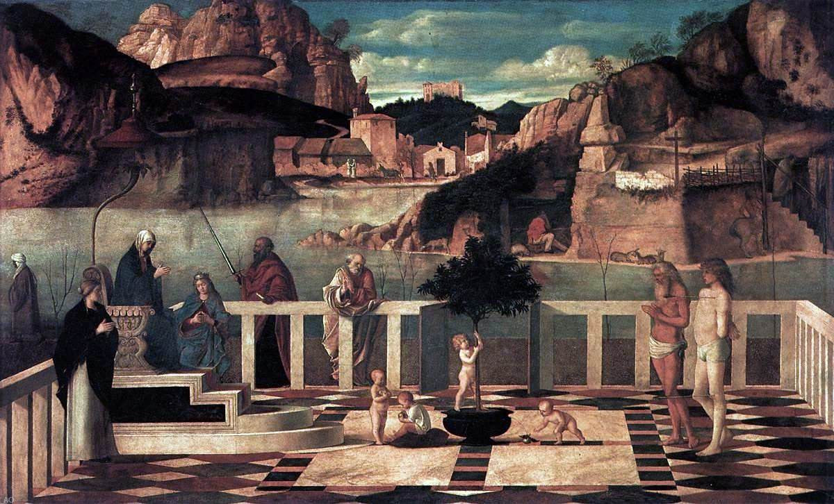 Giovanni Bellini Sacred Allegory - Hand Painted Oil Painting