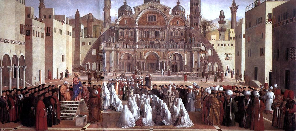 Giovanni Bellini Sermon of St Mark in Alexandria - Hand Painted Oil Painting
