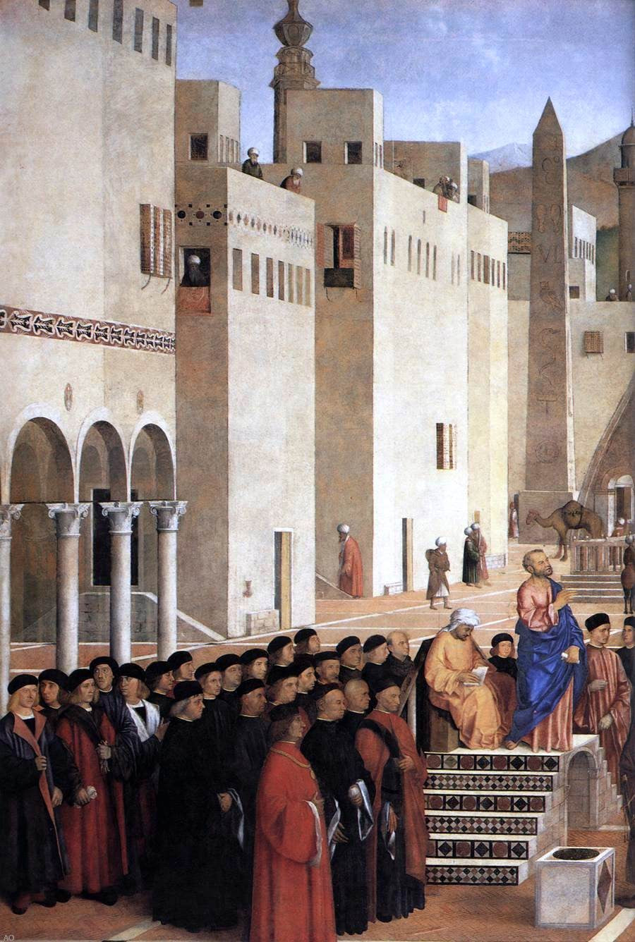 Giovanni Bellini Sermon of St Mark in Alexandria (detail) - Hand Painted Oil Painting