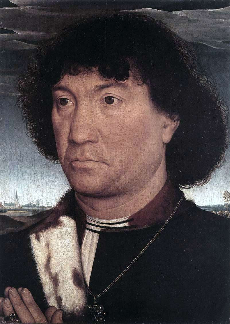 Hans Memling Portrait of a Man at Prayer Before a Landscape - Hand Painted Oil Painting