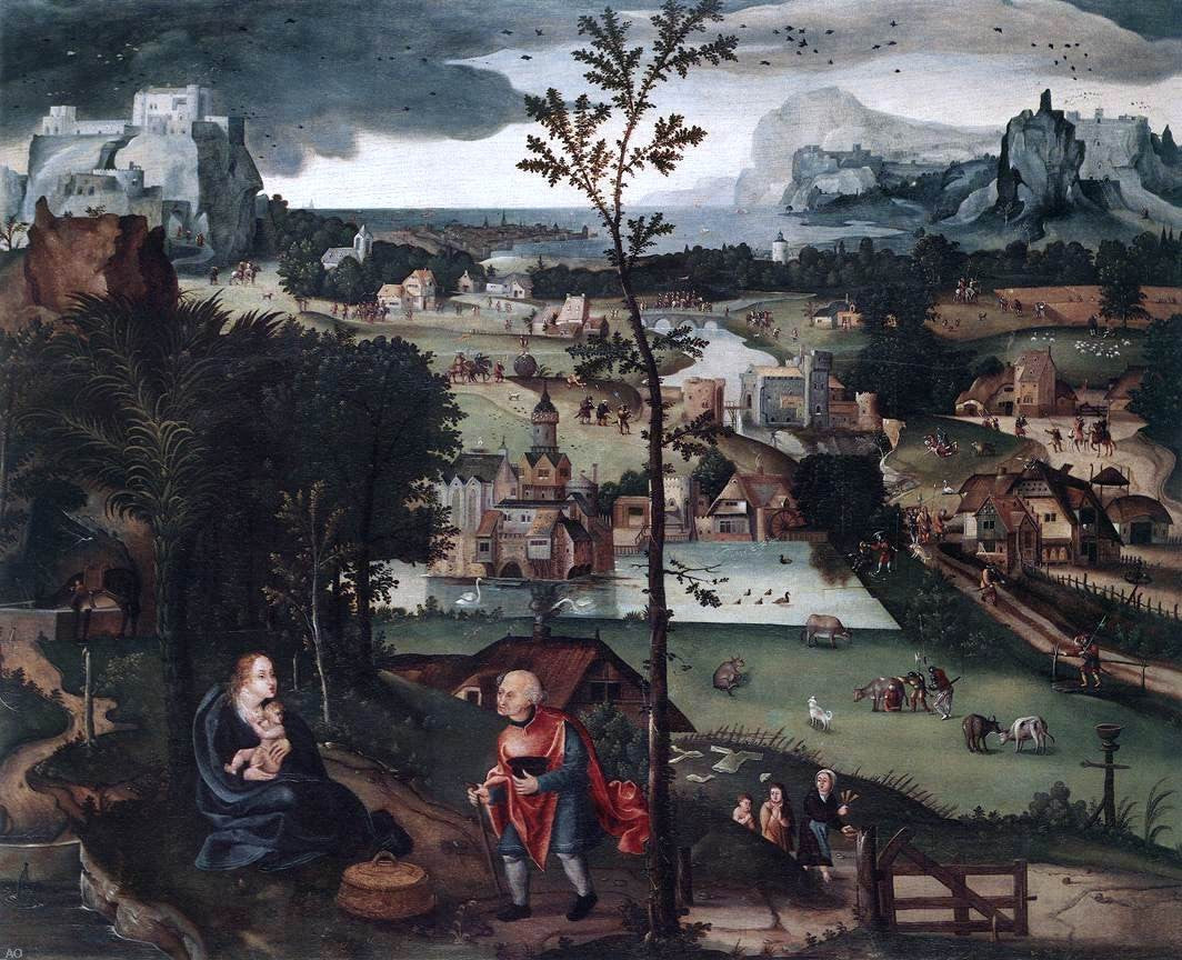 Joachim Patenier Landscape with the Rest on the Flight - Hand Painted Oil Painting