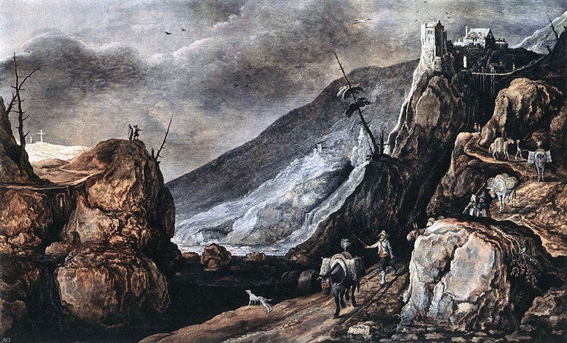 Joos De Momper Landscape with the Temptation of Christ - Hand Painted Oil Painting