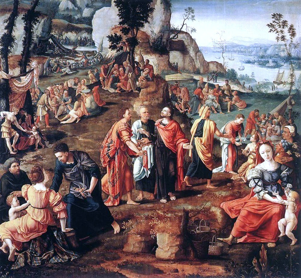 Lambert Lombard The Miracle of the Loaves and Fishes - Hand Painted Oil Painting