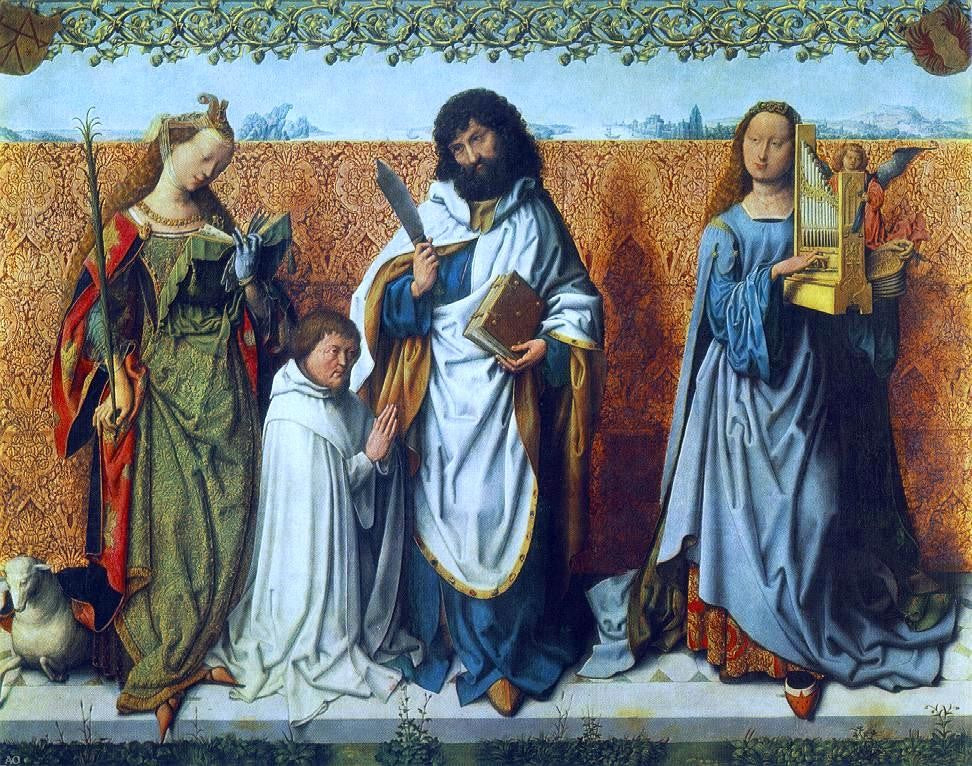 Master Bartholomew Altar St Agnes, St Bartholomew and St Cecilia - Hand Painted Oil Painting