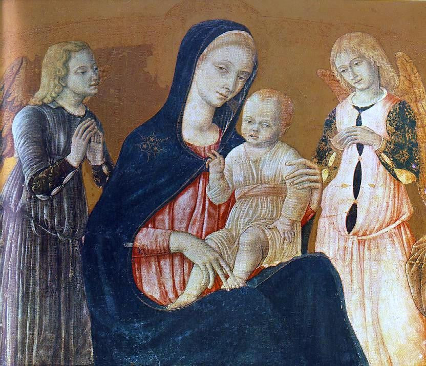 Matteo Di Giovanni Madonna with Child and Two Angels - Hand Painted Oil Painting