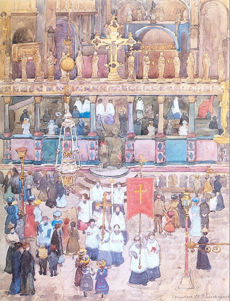 Maurice Prendergast Easter Procession, St. Mark's - Hand Painted Oil Painting
