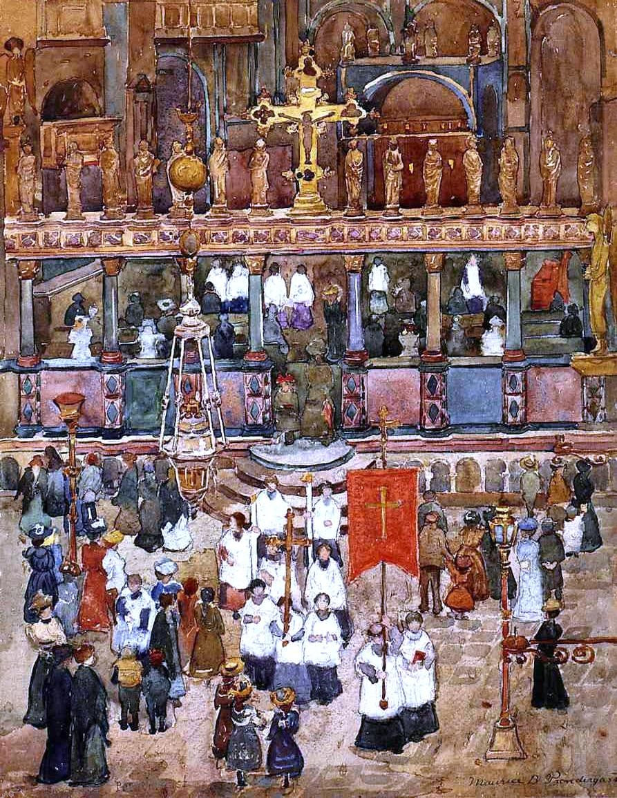 Maurice Prendergast Easter Procession, St. Mark's - Hand Painted Oil Painting