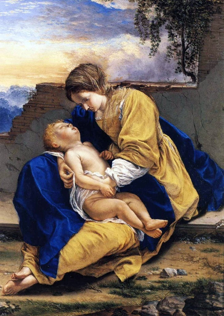  Orazio Gentileschi Madonna and Child in a Landscape - Hand Painted Oil Painting