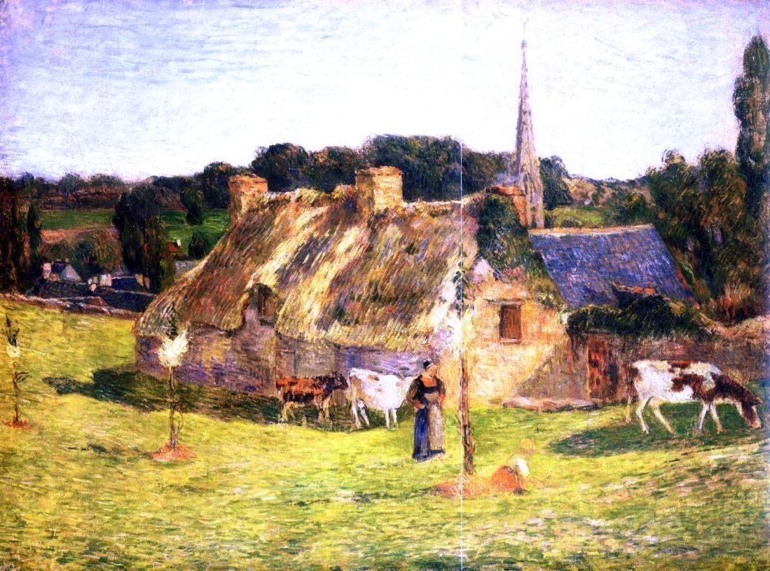  Paul Gauguin Lollichon Field and Pont-Aven Church - Hand Painted Oil Painting