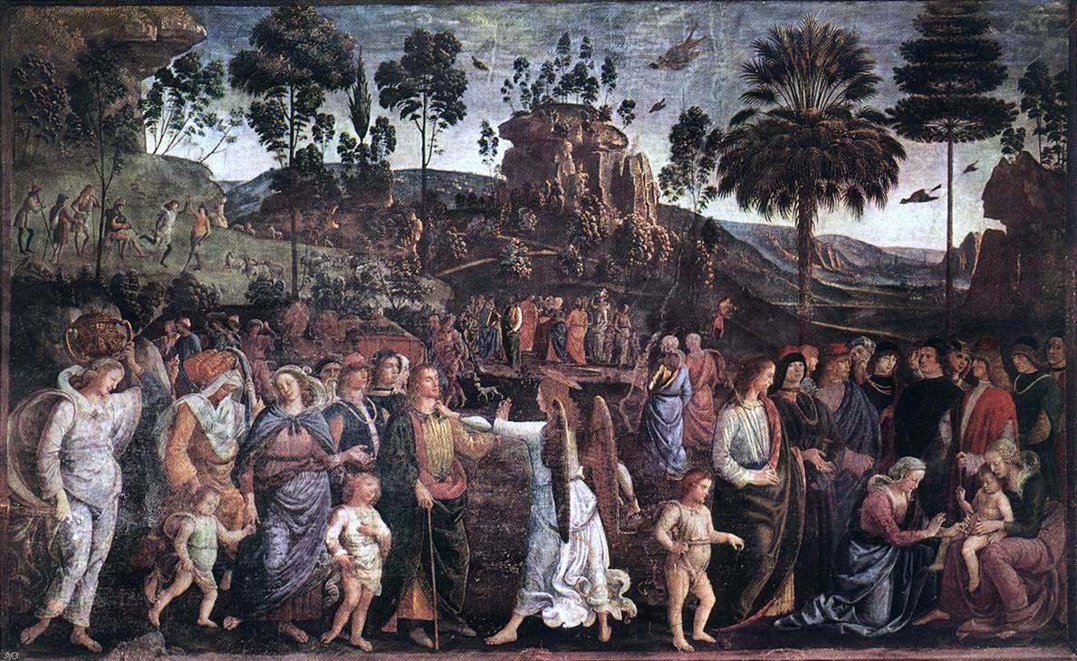 Pietro Perugino Moses's Journey into Egypt and the Circumcision of His Son Eliezer - Hand Painted Oil Painting