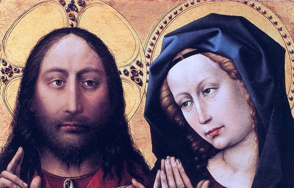 Robert Campin Blessing Christ and Praying Virgin - Hand Painted Oil Painting