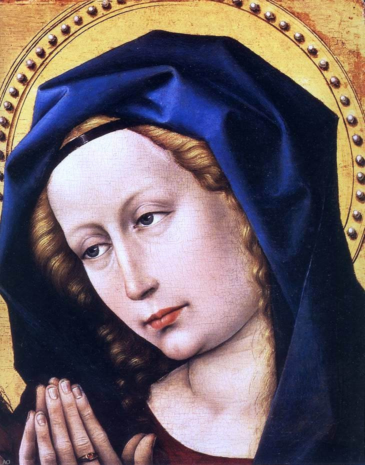  Robert Campin Blessing Christ and Praying Virgin (detail) - Hand Painted Oil Painting